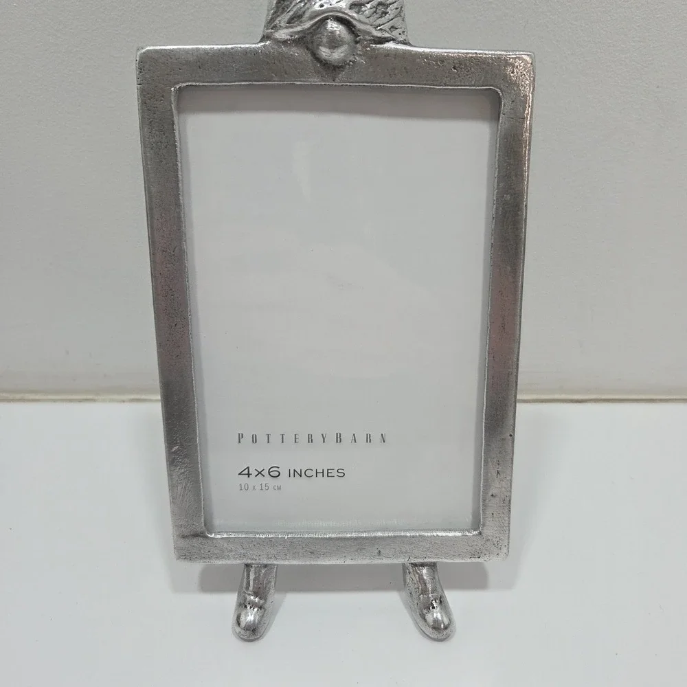 Pottery Barn Gnome Elf Picture Frame Silver Metal 4x6